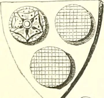 An illustration from Armorial of Jersey : being an account, heraldic and antiquarian, of its chief native families, with pedigrees, biographical notices, and illustrative data; to which are added, a brief history of heraldry, and remarks on the mediæval antiquities of the island, 1859, leaf 505
