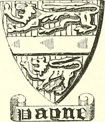 An illustration from Armorial of Jersey : being an account, heraldic and antiquarian, of its chief native families, with pedigrees, biographical notices, and illustrative data; to which are added, a brief history of heraldry, and remarks on the mediæval antiquities of the island, 1859, leaf 505