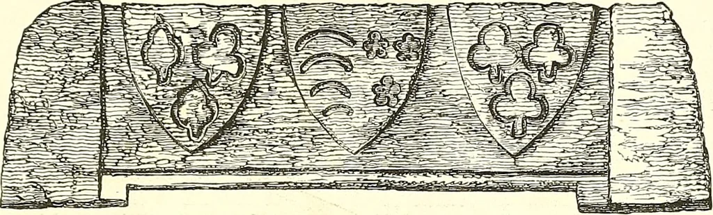 An illustration from Armorial of Jersey : being an account, heraldic and antiquarian, of its chief native families, with pedigrees, biographical notices, and illustrative data; to which are added, a brief history of heraldry, and remarks on the mediæval antiquities of the island, 1859, leaf 506