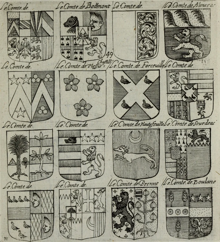 An illustration from Armorial vniuersel, contenant les armes des principales maisons, estatz, et dignitez, des plus considerables royaumes de l'Europe. Blazonnées de leurs métaux & couleurs et enrichies de leurs ornemens exterieurs, 1654, leaf 118