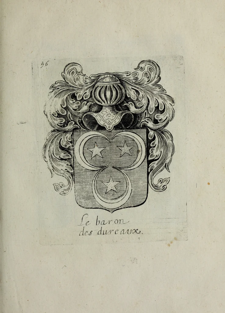 An illustration from Armorial vniuersel, contenant les armes des principales maisons, estatz, et dignitez, des plus considerables royaumes de l'Europe. Blazonnées de leurs métaux & couleurs et enrichies de leurs ornemens exterieurs, 1654, leaf 134