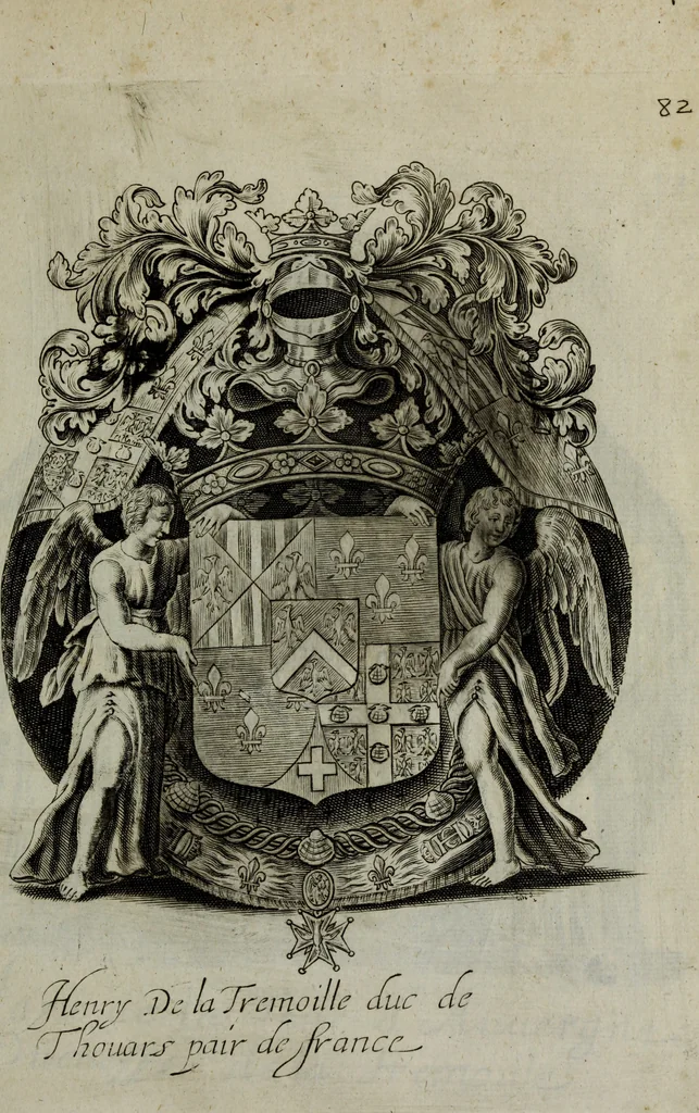 An illustration from Armorial vniuersel, contenant les armes des principales maisons, estatz, et dignitez, des plus considerables royaumes de l'Europe. Blazonnées de leurs métaux & couleurs et enrichies de leurs ornemens exterieurs, 1654, leaf 190