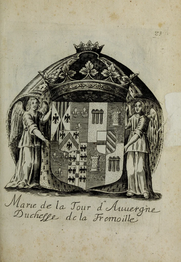 An illustration from Armorial vniuersel, contenant les armes des principales maisons, estatz, et dignitez, des plus considerables royaumes de l'Europe. Blazonnées de leurs métaux & couleurs et enrichies de leurs ornemens exterieurs, 1654, leaf 192