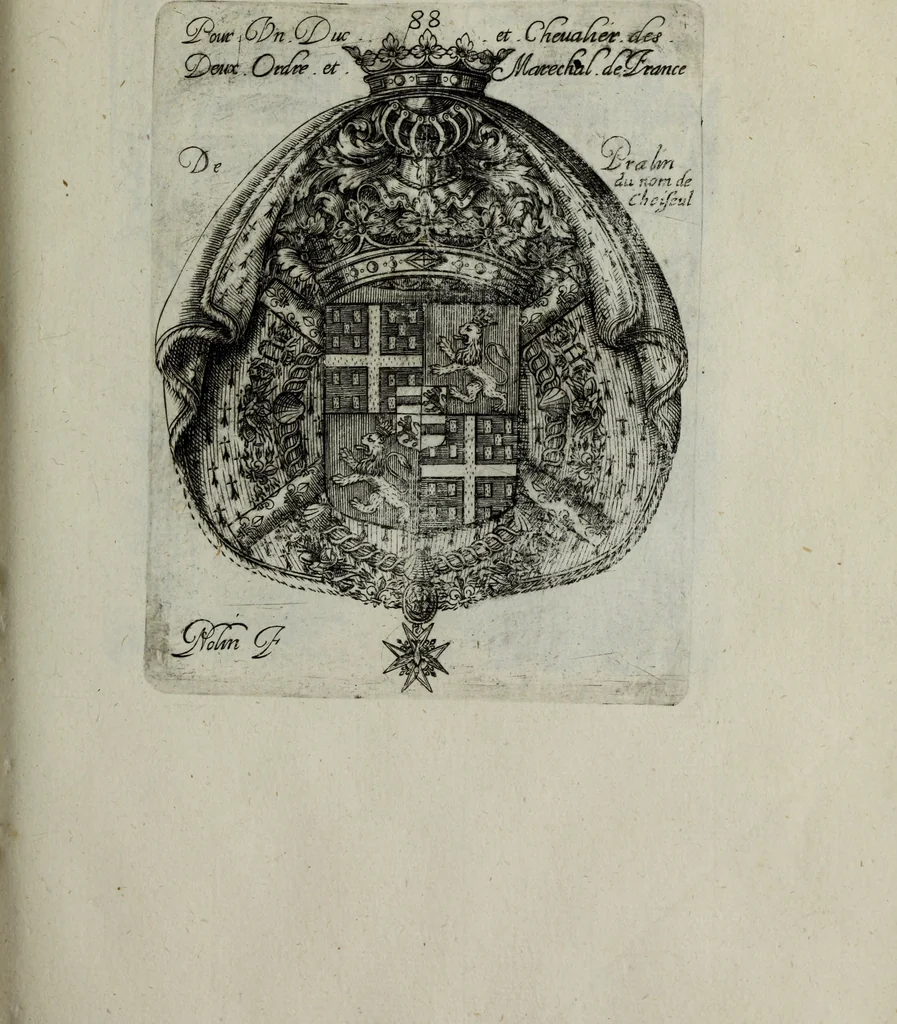 An illustration from Armorial vniuersel, contenant les armes des principales maisons, estatz, et dignitez, des plus considerables royaumes de l'Europe. Blazonnées de leurs métaux & couleurs et enrichies de leurs ornemens exterieurs, 1654, leaf 204