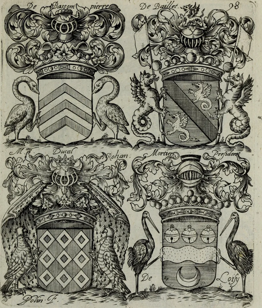 An illustration from Armorial vniuersel, contenant les armes des principales maisons, estatz, et dignitez, des plus considerables royaumes de l'Europe. Blazonnées de leurs métaux & couleurs et enrichies de leurs ornemens exterieurs, 1654, leaf 224