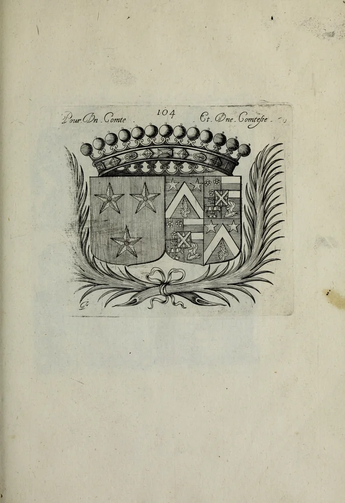 An illustration from Armorial vniuersel, contenant les armes des principales maisons, estatz, et dignitez, des plus considerables royaumes de l'Europe. Blazonnées de leurs métaux & couleurs et enrichies de leurs ornemens exterieurs, 1654, leaf 236