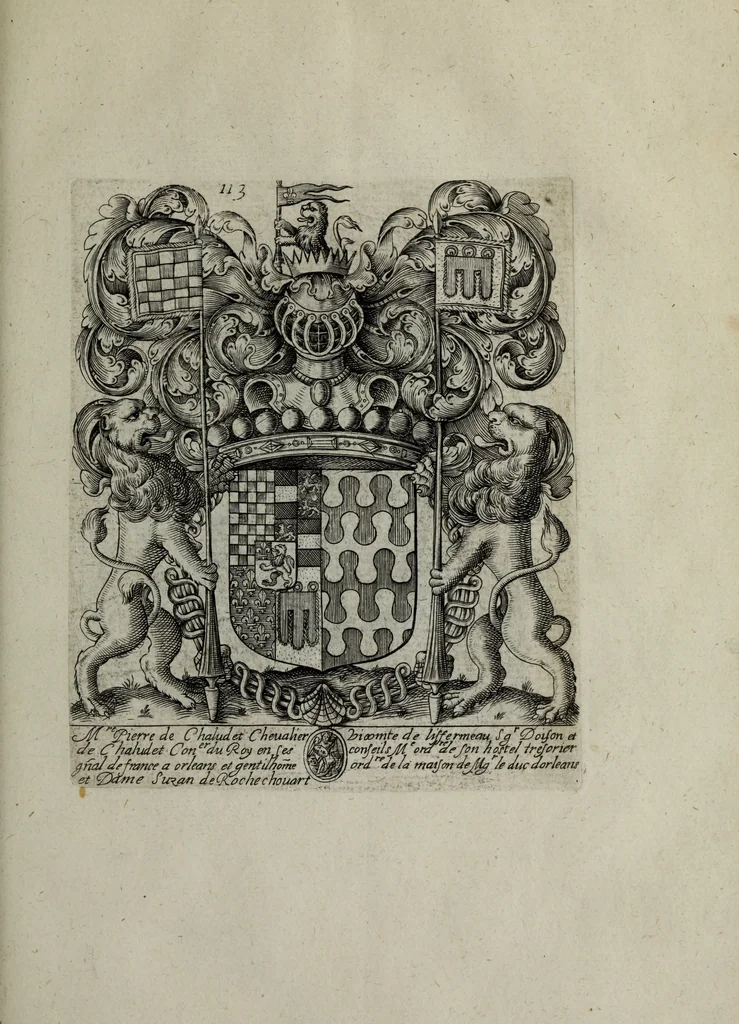 An illustration from Armorial vniuersel, contenant les armes des principales maisons, estatz, et dignitez, des plus considerables royaumes de l'Europe. Blazonnées de leurs métaux & couleurs et enrichies de leurs ornemens exterieurs, 1654, leaf 254