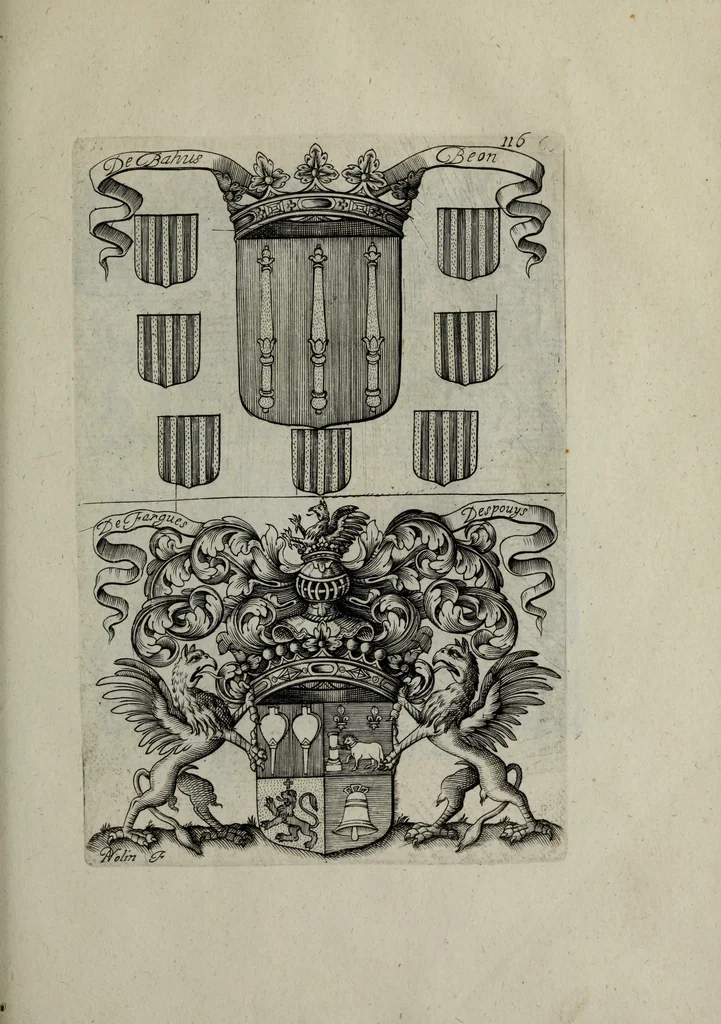 An illustration from Armorial vniuersel, contenant les armes des principales maisons, estatz, et dignitez, des plus considerables royaumes de l'Europe. Blazonnées de leurs métaux & couleurs et enrichies de leurs ornemens exterieurs, 1654, leaf 260