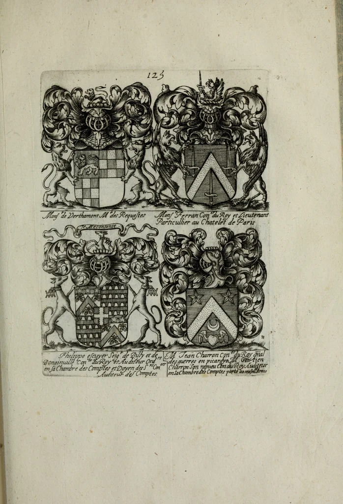 An illustration from Armorial vniuersel, contenant les armes des principales maisons, estatz, et dignitez, des plus considerables royaumes de l'Europe. Blazonnées de leurs métaux & couleurs et enrichies de leurs ornemens exterieurs, 1654, leaf 278