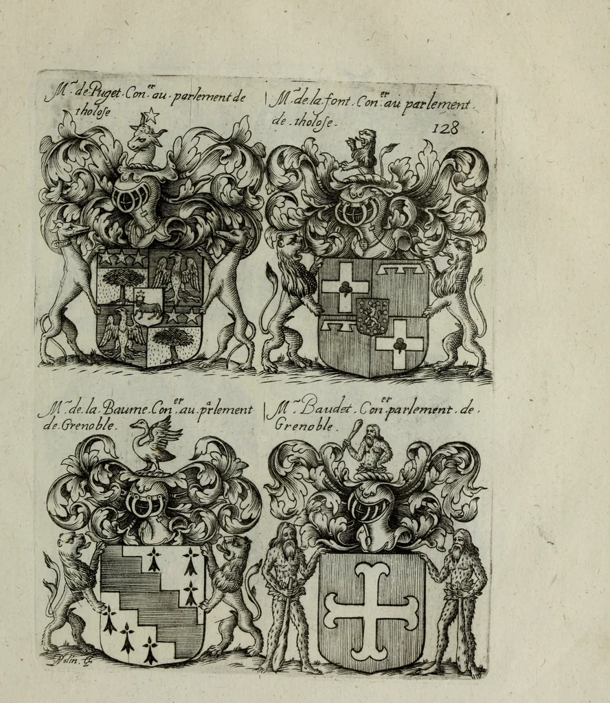 An illustration from Armorial vniuersel, contenant les armes des principales maisons, estatz, et dignitez, des plus considerables royaumes de l'Europe. Blazonnées de leurs métaux & couleurs et enrichies de leurs ornemens exterieurs, 1654, leaf 286