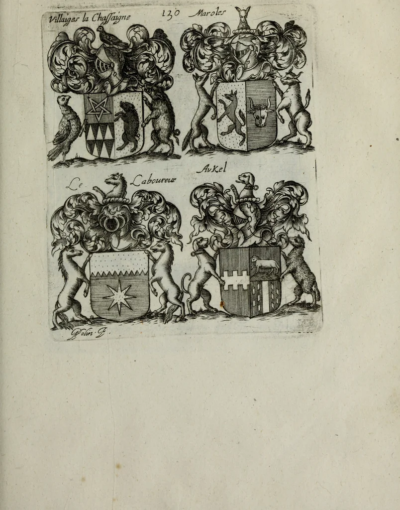 An illustration from Armorial vniuersel, contenant les armes des principales maisons, estatz, et dignitez, des plus considerables royaumes de l'Europe. Blazonnées de leurs métaux & couleurs et enrichies de leurs ornemens exterieurs, 1654, leaf 288