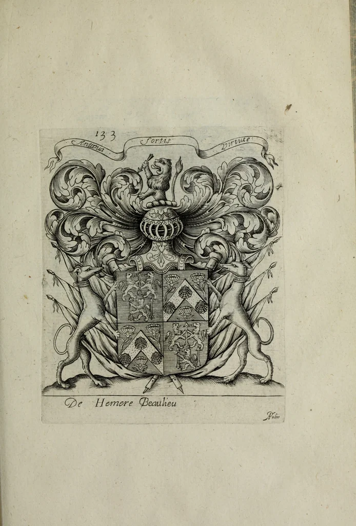 An illustration from Armorial vniuersel, contenant les armes des principales maisons, estatz, et dignitez, des plus considerables royaumes de l'Europe. Blazonnées de leurs métaux & couleurs et enrichies de leurs ornemens exterieurs, 1654, leaf 294