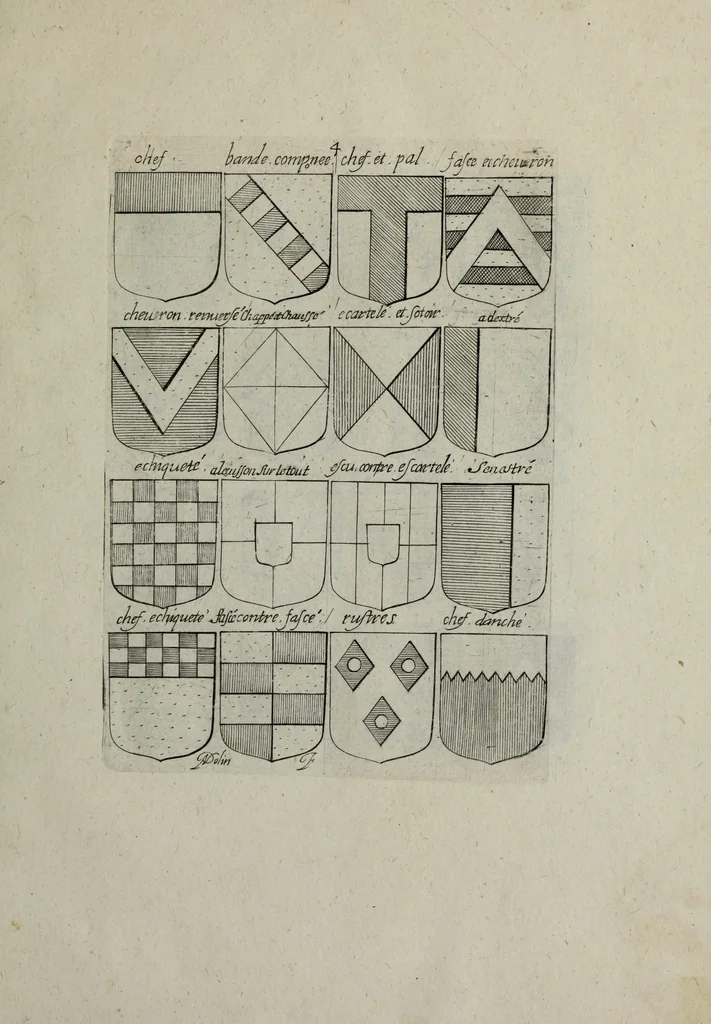 An illustration from Armorial vniuersel, contenant les armes des principales maisons, estatz, et dignitez, des plus considerables royaumes de l'Europe. Blazonnées de leurs métaux & couleurs et enrichies de leurs ornemens exterieurs, 1654, leaf 30