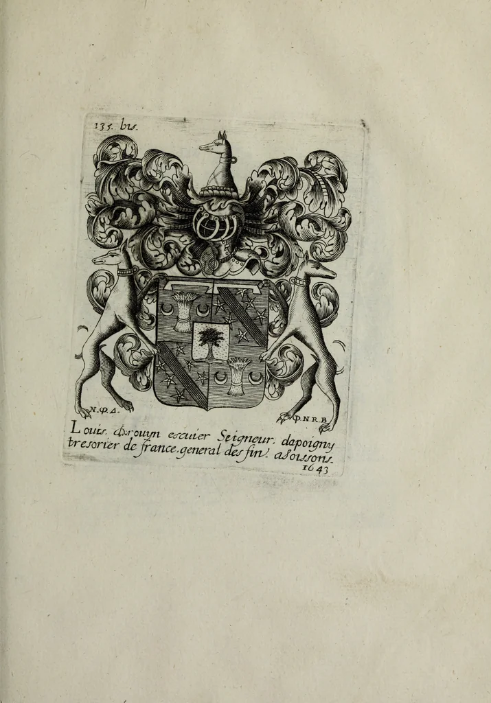 An illustration from Armorial vniuersel, contenant les armes des principales maisons, estatz, et dignitez, des plus considerables royaumes de l'Europe. Blazonnées de leurs métaux & couleurs et enrichies de leurs ornemens exterieurs, 1654, leaf 300