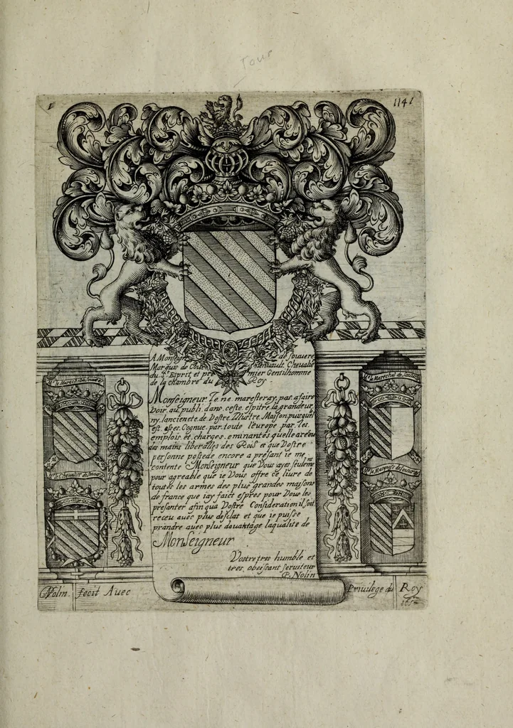 An illustration from Armorial vniuersel, contenant les armes des principales maisons, estatz, et dignitez, des plus considerables royaumes de l'Europe. Blazonnées de leurs métaux & couleurs et enrichies de leurs ornemens exterieurs, 1654, leaf 312