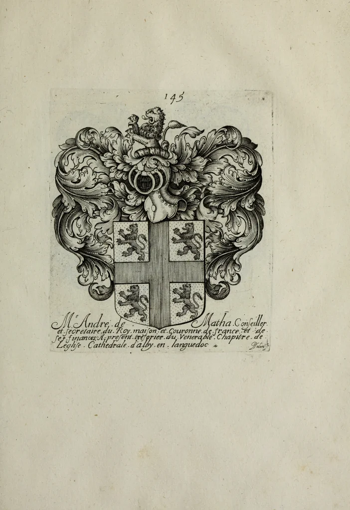 An illustration from Armorial vniuersel, contenant les armes des principales maisons, estatz, et dignitez, des plus considerables royaumes de l'Europe. Blazonnées de leurs métaux & couleurs et enrichies de leurs ornemens exterieurs, 1654, leaf 322