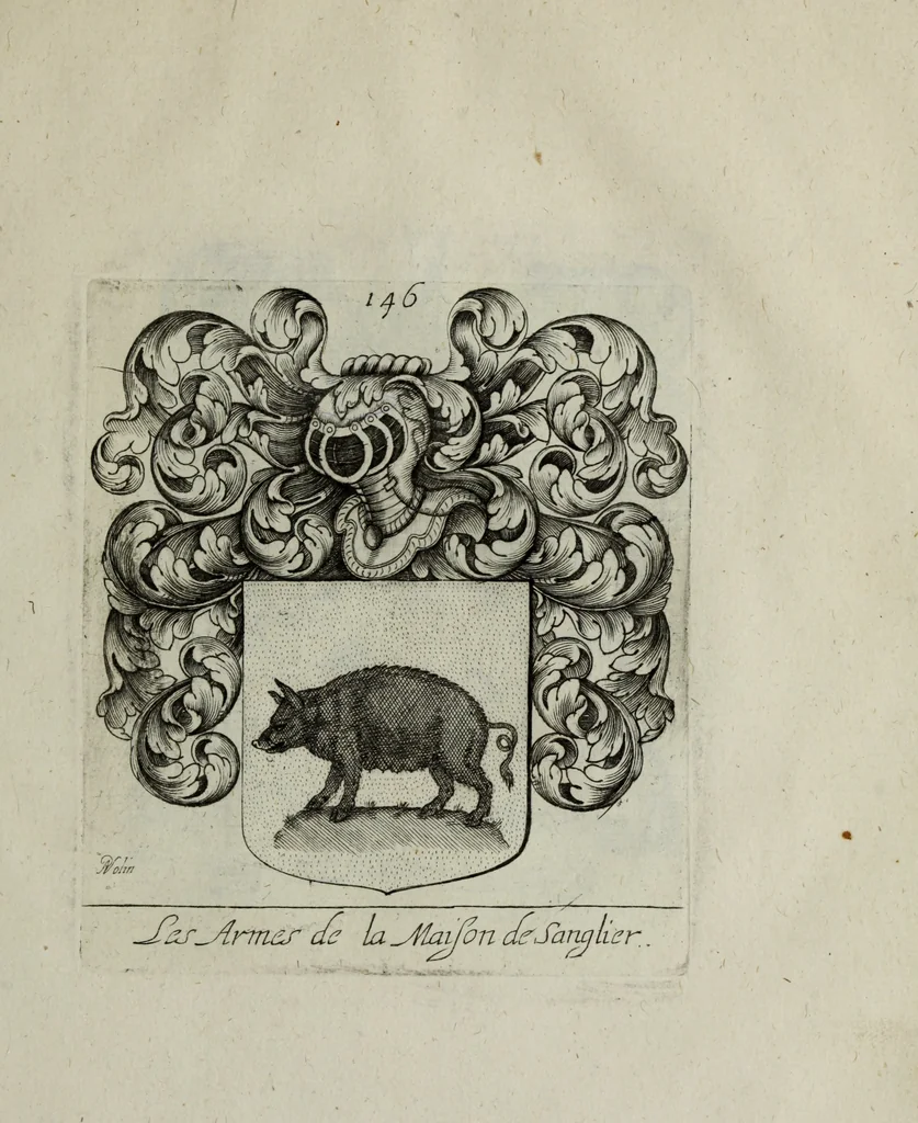 An illustration from Armorial vniuersel, contenant les armes des principales maisons, estatz, et dignitez, des plus considerables royaumes de l'Europe. Blazonnées de leurs métaux & couleurs et enrichies de leurs ornemens exterieurs, 1654, leaf 324