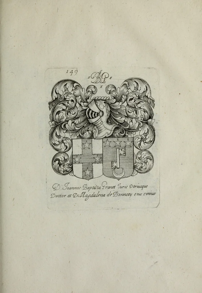 An illustration from Armorial vniuersel, contenant les armes des principales maisons, estatz, et dignitez, des plus considerables royaumes de l'Europe. Blazonnées de leurs métaux & couleurs et enrichies de leurs ornemens exterieurs, 1654, leaf 330