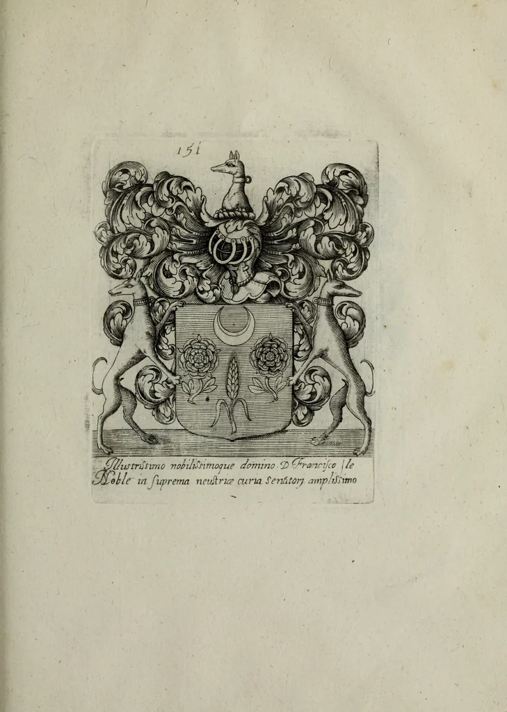 An illustration from Armorial vniuersel, contenant les armes des principales maisons, estatz, et dignitez, des plus considerables royaumes de l'Europe. Blazonnées de leurs métaux & couleurs et enrichies de leurs ornemens exterieurs, 1654, leaf 334