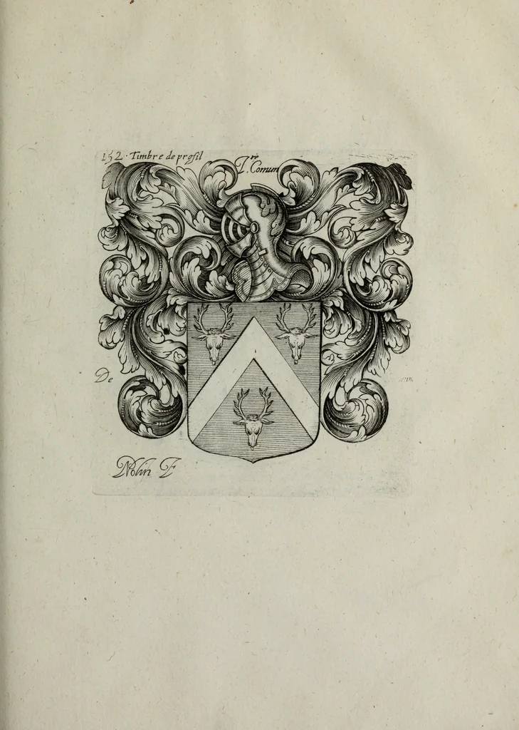 An illustration from Armorial vniuersel, contenant les armes des principales maisons, estatz, et dignitez, des plus considerables royaumes de l'Europe. Blazonnées de leurs métaux & couleurs et enrichies de leurs ornemens exterieurs, 1654, leaf 336