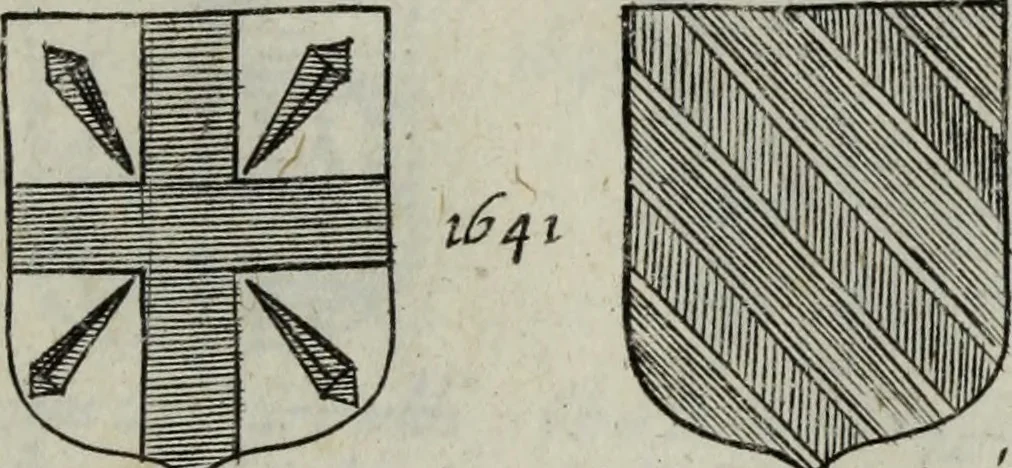 An illustration from Armorial vniuersel, contenant les armes des principales maisons, estatz, et dignitez, des plus considerables royaumes de l'Europe. Blazonnées de leurs métaux & couleurs et enrichies de leurs ornemens exterieurs, 1654, leaf 364