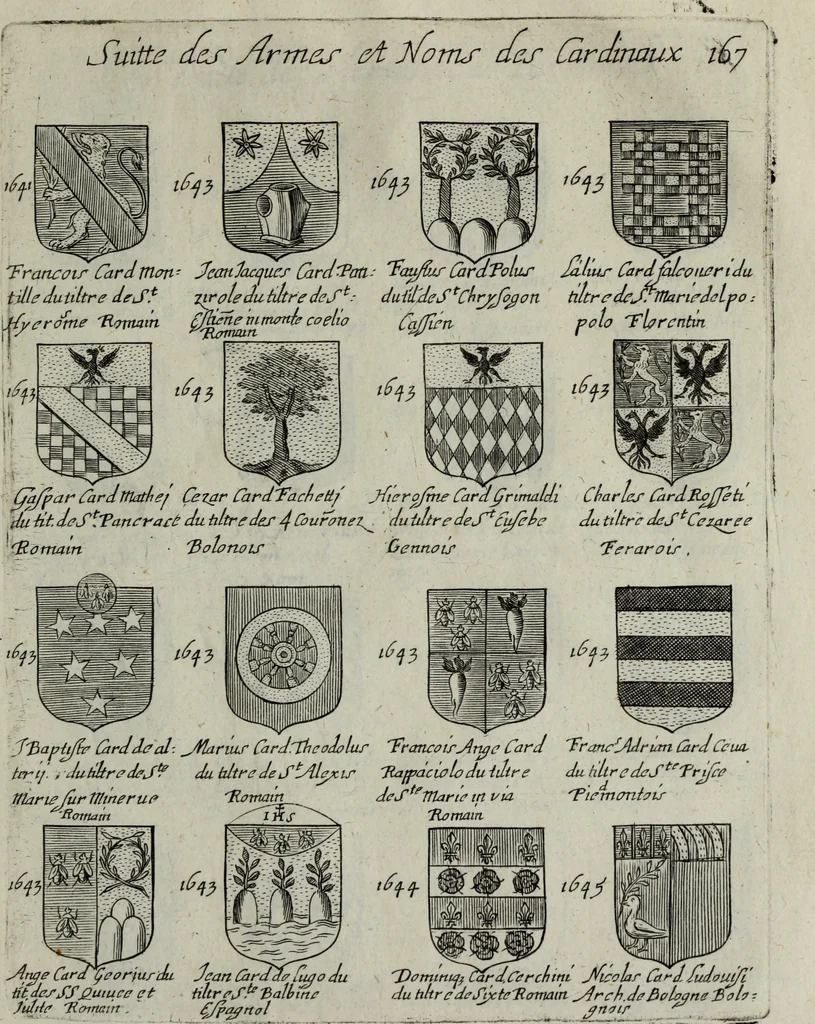 An illustration from Armorial vniuersel, contenant les armes des principales maisons, estatz, et dignitez, des plus considerables royaumes de l'Europe. Blazonnées de leurs métaux & couleurs et enrichies de leurs ornemens exterieurs, 1654, leaf 366