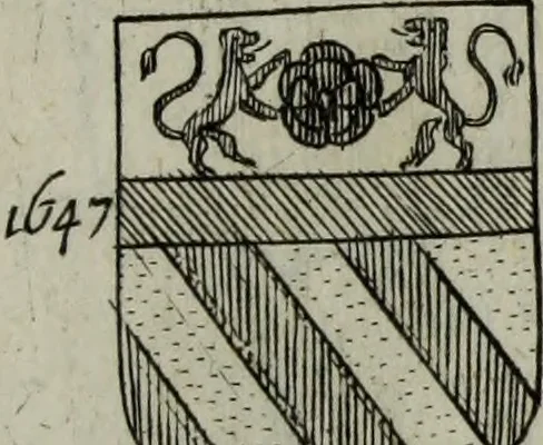 An illustration from Armorial vniuersel, contenant les armes des principales maisons, estatz, et dignitez, des plus considerables royaumes de l'Europe. Blazonnées de leurs métaux & couleurs et enrichies de leurs ornemens exterieurs, 1654, leaf 368