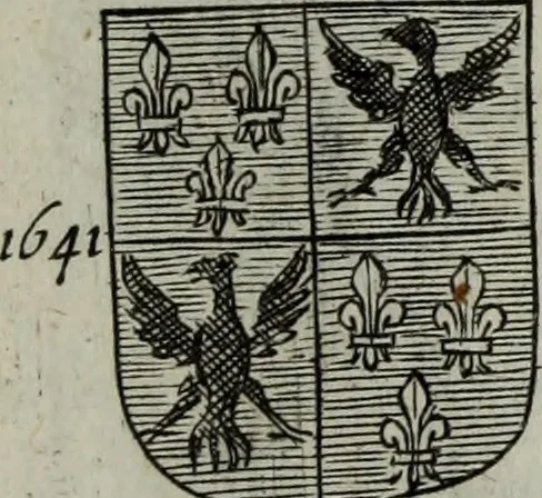 An illustration from Armorial vniuersel, contenant les armes des principales maisons, estatz, et dignitez, des plus considerables royaumes de l'Europe. Blazonnées de leurs métaux & couleurs et enrichies de leurs ornemens exterieurs, 1654, leaf 368