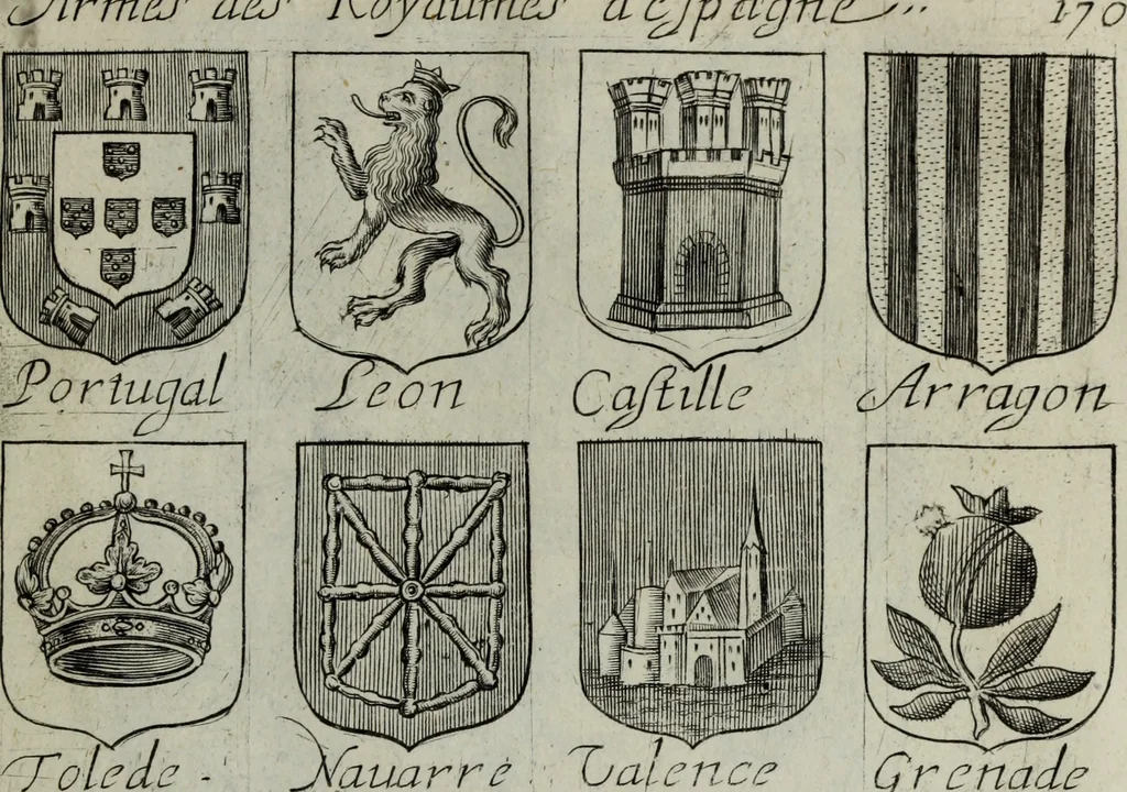 An illustration from Armorial vniuersel, contenant les armes des principales maisons, estatz, et dignitez, des plus considerables royaumes de l'Europe. Blazonnées de leurs métaux & couleurs et enrichies de leurs ornemens exterieurs, 1654, leaf 372