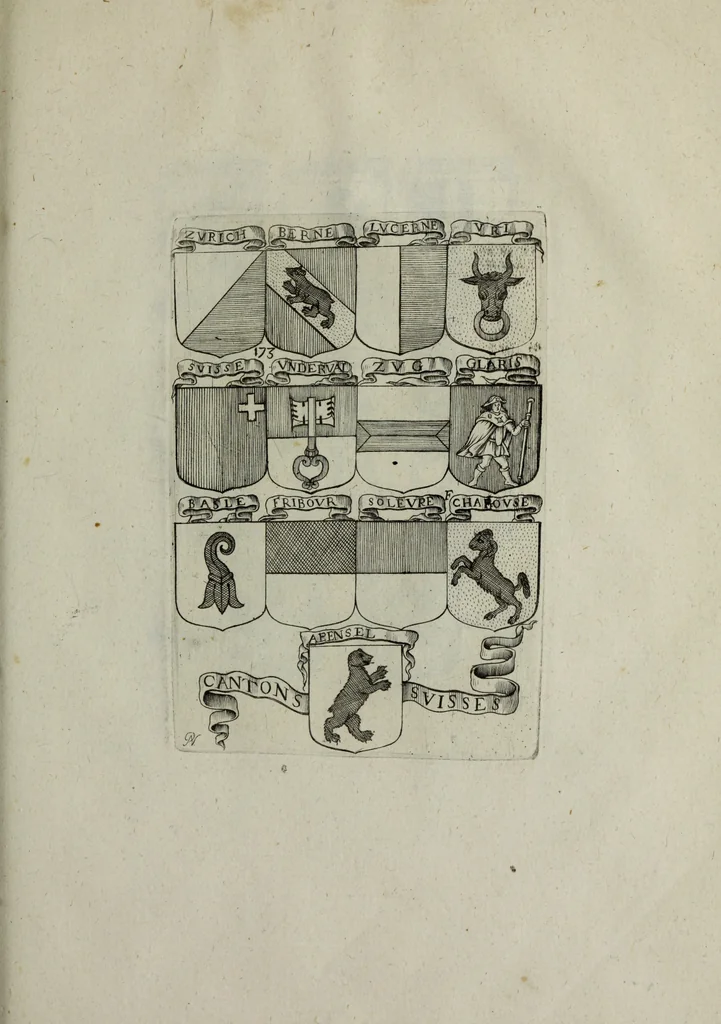An illustration from Armorial vniuersel, contenant les armes des principales maisons, estatz, et dignitez, des plus considerables royaumes de l'Europe. Blazonnées de leurs métaux & couleurs et enrichies de leurs ornemens exterieurs, 1654, leaf 378