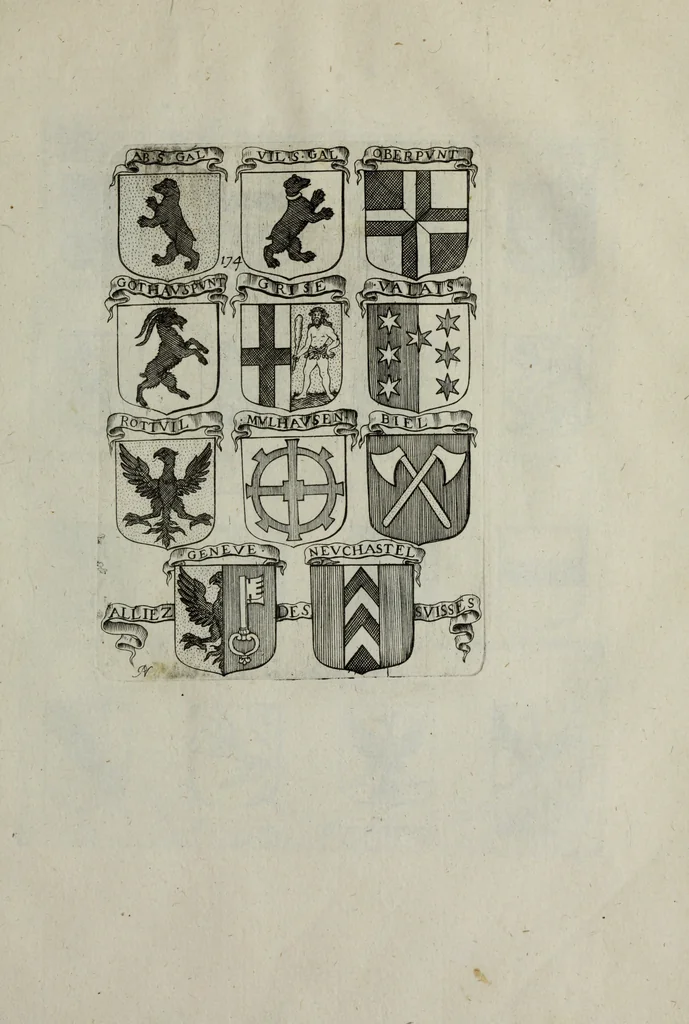 An illustration from Armorial vniuersel, contenant les armes des principales maisons, estatz, et dignitez, des plus considerables royaumes de l'Europe. Blazonnées de leurs métaux & couleurs et enrichies de leurs ornemens exterieurs, 1654, leaf 380