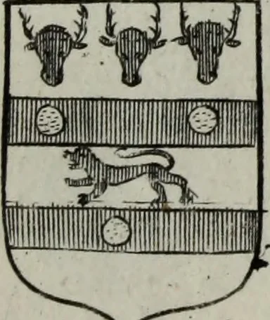 An illustration from Armorial vniuersel, contenant les armes des principales maisons, estatz, et dignitez, des plus considerables royaumes de l'Europe. Blazonnées de leurs métaux & couleurs et enrichies de leurs ornemens exterieurs, 1654, leaf 396