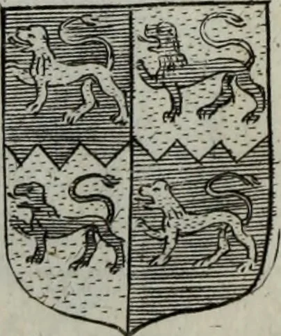 An illustration from Armorial vniuersel, contenant les armes des principales maisons, estatz, et dignitez, des plus considerables royaumes de l'Europe. Blazonnées de leurs métaux & couleurs et enrichies de leurs ornemens exterieurs, 1654, leaf 398