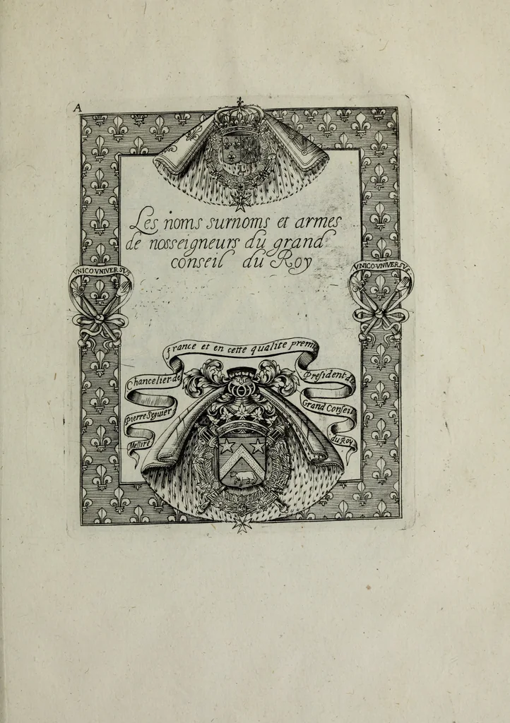 An illustration from Armorial vniuersel, contenant les armes des principales maisons, estatz, et dignitez, des plus considerables royaumes de l'Europe. Blazonnées de leurs métaux & couleurs et enrichies de leurs ornemens exterieurs, 1654, leaf 402