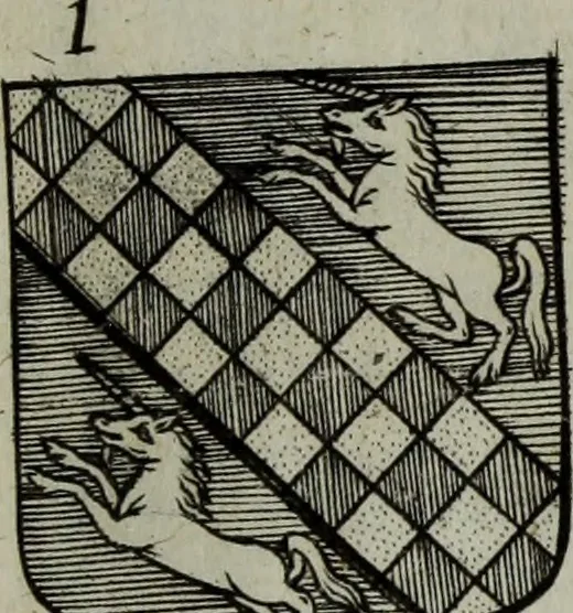 An illustration from Armorial vniuersel, contenant les armes des principales maisons, estatz, et dignitez, des plus considerables royaumes de l'Europe. Blazonnées de leurs métaux & couleurs et enrichies de leurs ornemens exterieurs, 1654, leaf 414
