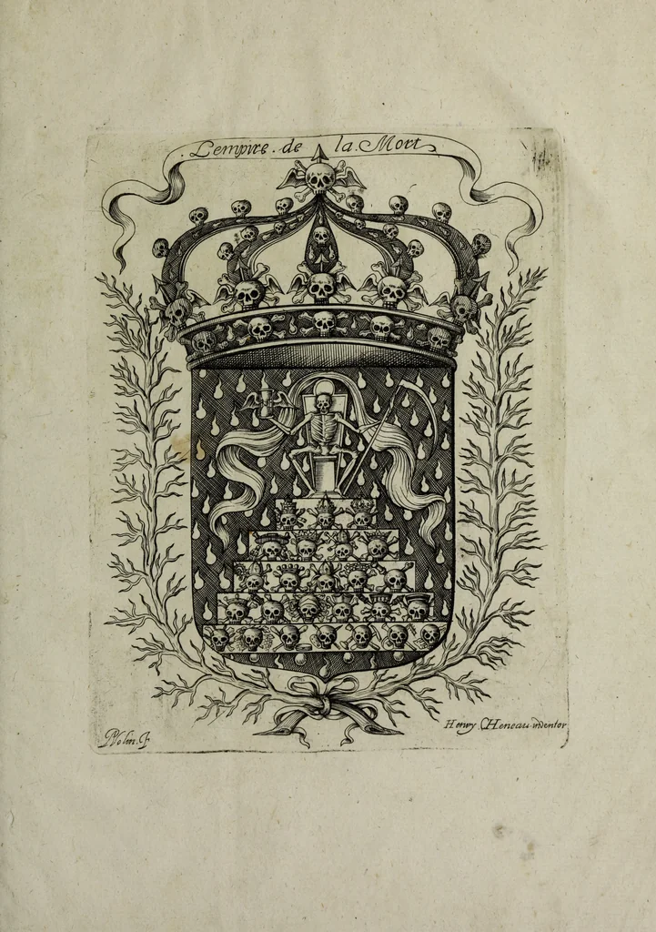 An illustration from Armorial vniuersel, contenant les armes des principales maisons, estatz, et dignitez, des plus considerables royaumes de l'Europe. Blazonnées de leurs métaux & couleurs et enrichies de leurs ornemens exterieurs, 1654, leaf 420