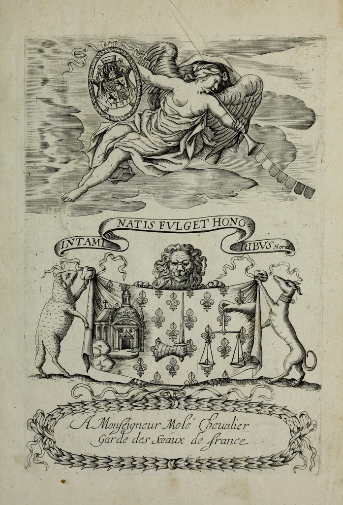An illustration from Armorial vniuersel, contenant les armes des principales maisons, estatz, et dignitez, des plus considerables royaumes de l'Europe. Blazonnées de leurs métaux & couleurs et enrichies de leurs ornemens exterieurs, 1654, leaf 6
