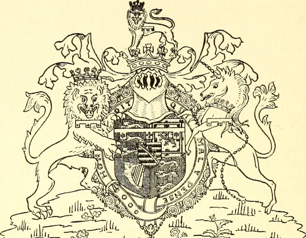 An illustration from Armory and lineages of Canada; comprising pedigrees with historical notes, brief biographies and family registers of prominent men of Canada, including blazons and illustrations of many armorials, and of insignia of knighthood, 1913, leaf 17