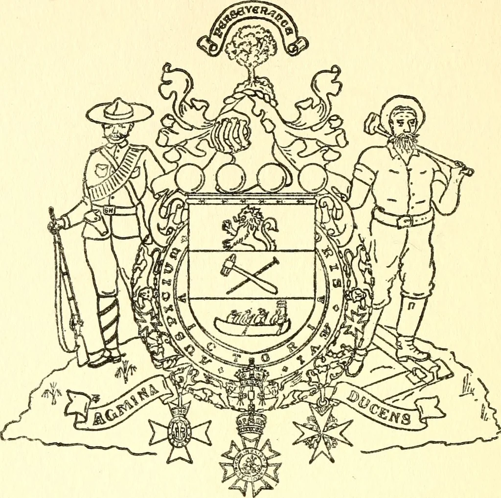 An illustration from Armory and lineages of Canada; comprising pedigrees with historical notes, brief biographies and family registers of prominent men of Canada, including blazons and illustrations of many armorials, and of insignia of knighthood, 1913, leaf 19