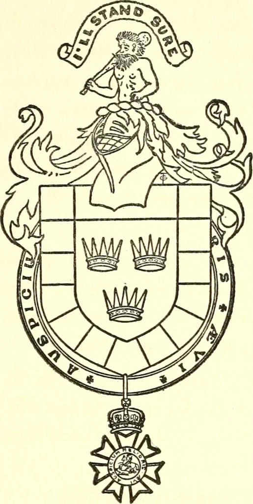 An illustration from Armory and lineages of Canada; comprising pedigrees with historical notes, brief biographies and family registers of prominent men of Canada, including blazons and illustrations of many armorials, and of insignia of knighthood, 1913, leaf 22