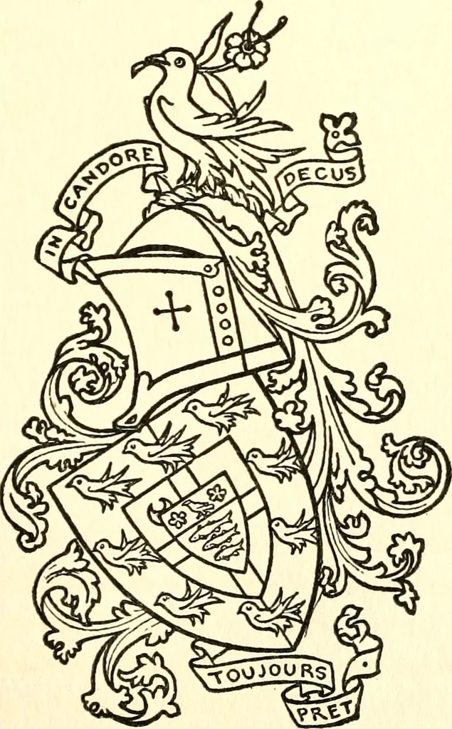An illustration from Armory and lineages of Canada; comprising pedigrees with historical notes, brief biographies and family registers of prominent men of Canada, including blazons and illustrations of many armorials, and of insignia of knighthood, 1913, leaf 24