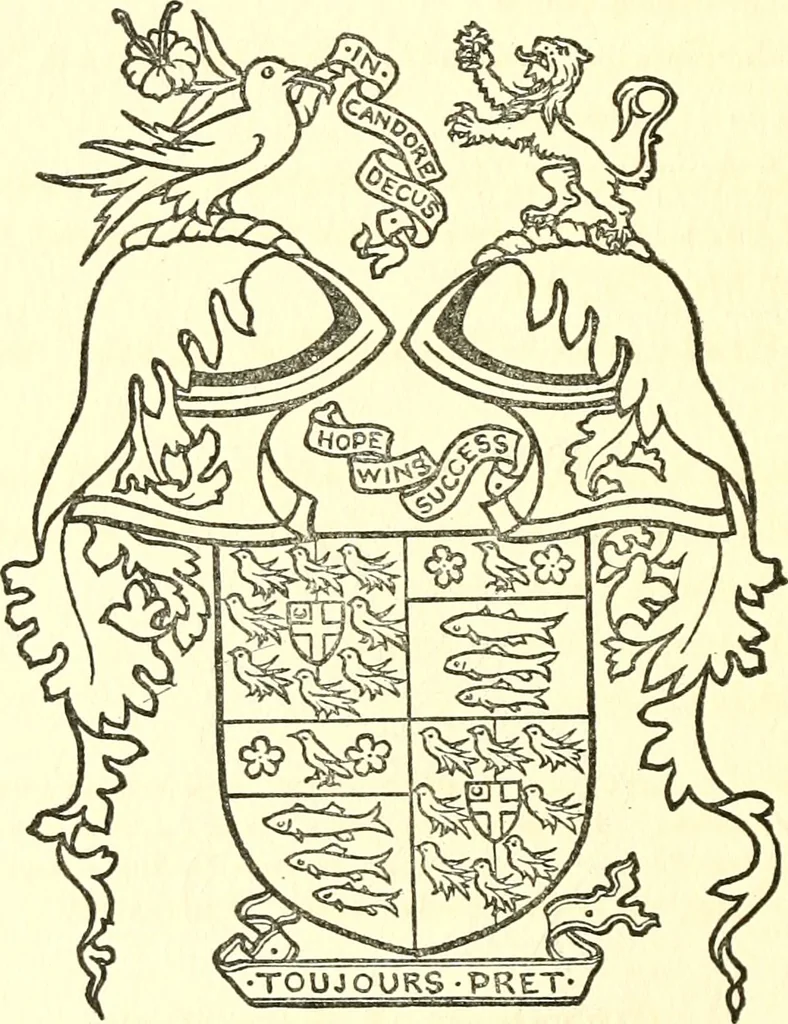 An illustration from Armory and lineages of Canada; comprising pedigrees with historical notes, brief biographies and family registers of prominent men of Canada, including blazons and illustrations of many armorials, and of insignia of knighthood, 1913, leaf 25