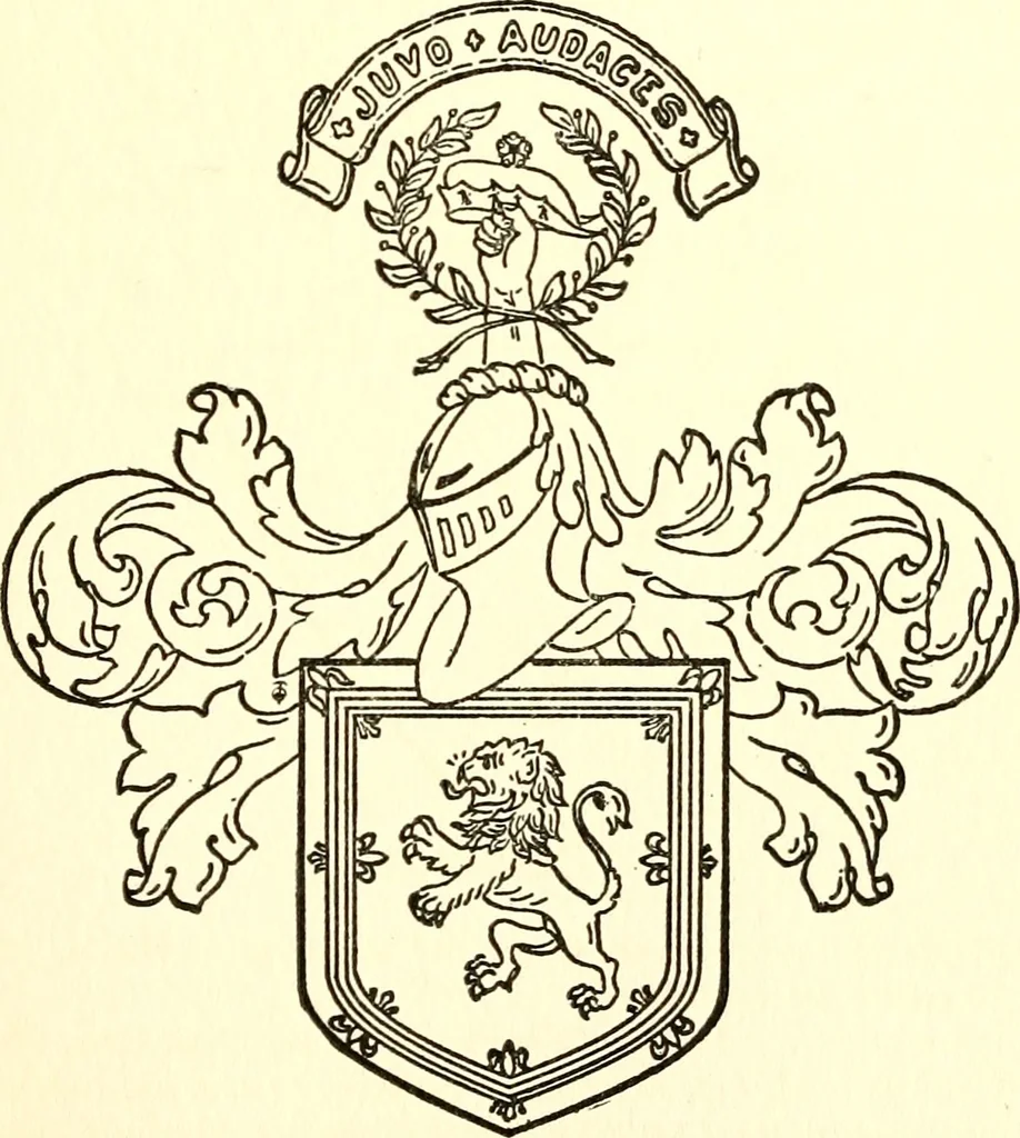 An illustration from Armory and lineages of Canada; comprising pedigrees with historical notes, brief biographies and family registers of prominent men of Canada, including blazons and illustrations of many armorials, and of insignia of knighthood, 1913, leaf 28