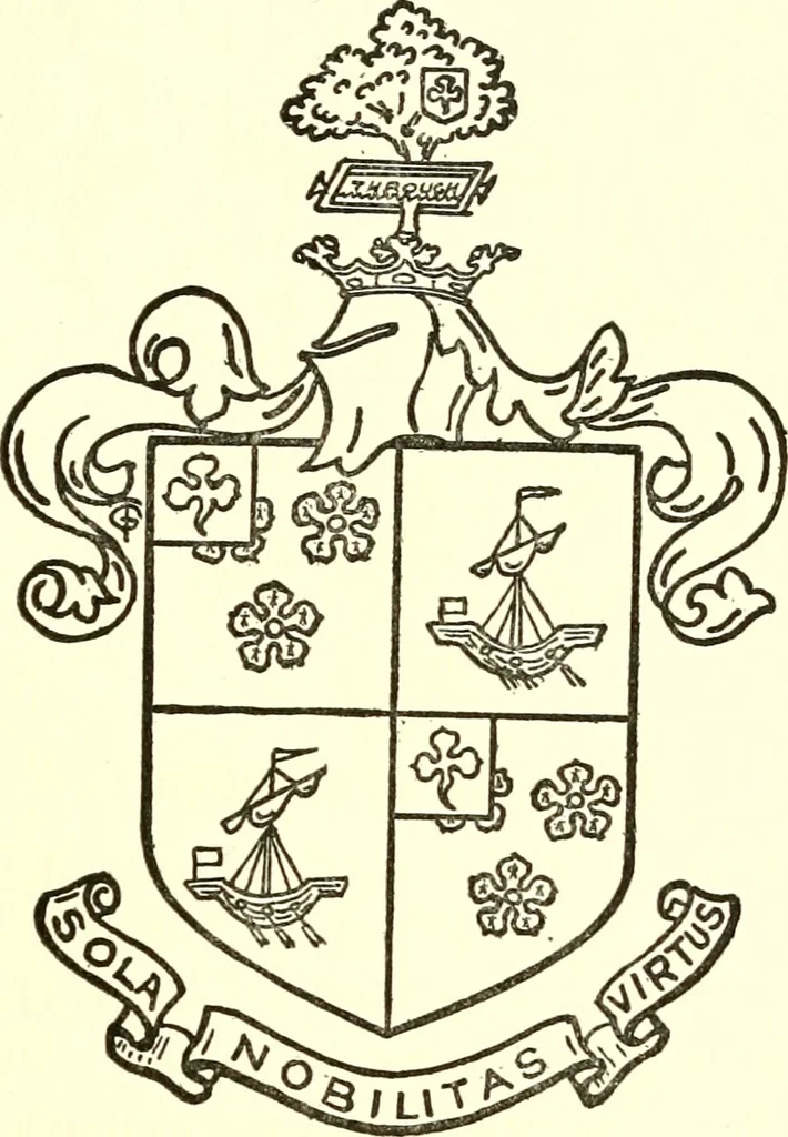 An illustration from Armory and lineages of Canada; comprising pedigrees with historical notes, brief biographies and family registers of prominent men of Canada, including blazons and illustrations of many armorials, and of insignia of knighthood, 1913, leaf 38