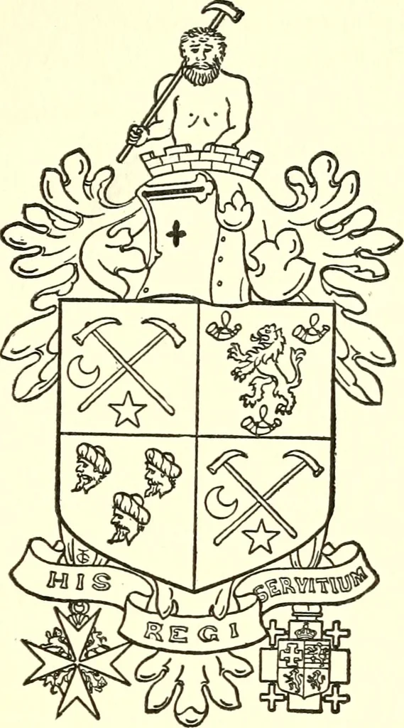 An illustration from Armory and lineages of Canada; comprising pedigrees with historical notes, brief biographies and family registers of prominent men of Canada, including blazons and illustrations of many armorials, and of insignia of knighthood, 1913, leaf 48