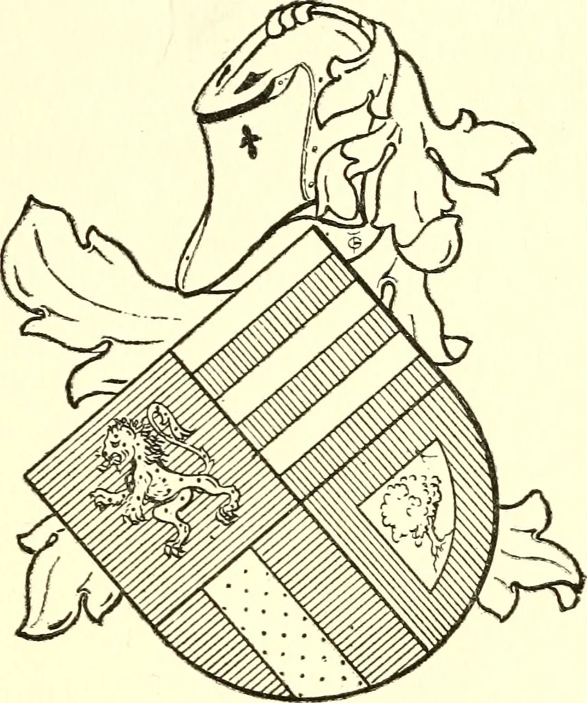 An illustration from Armory and lineages of Canada; comprising pedigrees with historical notes, brief biographies and family registers of prominent men of Canada, including blazons and illustrations of many armorials, and of insignia of knighthood, 1913, leaf 92