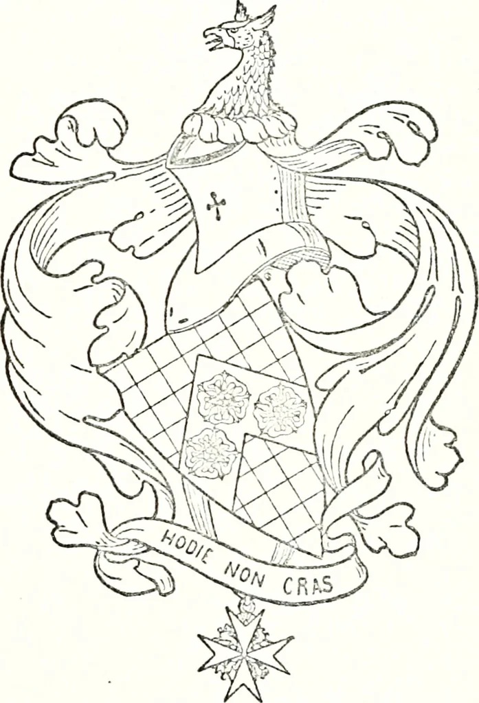 An illustration from Armory and lineages of Canada; comprising pedigrees with historical notes, brief biographies and family registers of prominent men of Canada, including blazons and illustrations of many armorials, and of insignia of knighthood, 1913, leaf 102