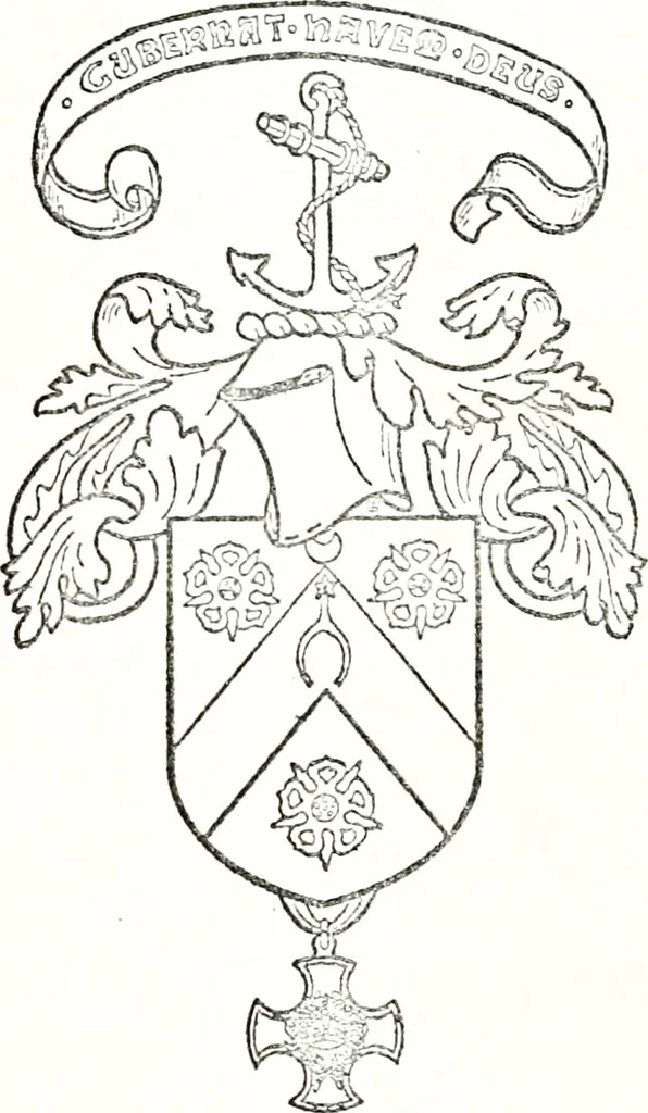 An illustration from Armory and lineages of Canada; comprising pedigrees with historical notes, brief biographies and family registers of prominent men of Canada, including blazons and illustrations of many armorials, and of insignia of knighthood, 1913, leaf 110