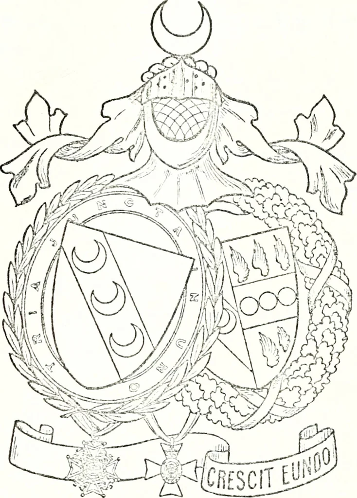 An illustration from Armory and lineages of Canada; comprising pedigrees with historical notes, brief biographies and family registers of prominent men of Canada, including blazons and illustrations of many armorials, and of insignia of knighthood, 1913, leaf 138