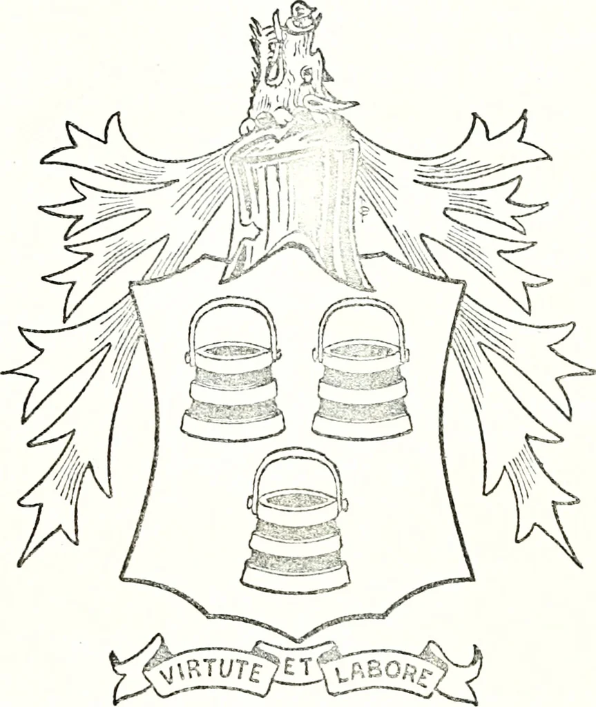 An illustration from Armory and lineages of Canada; comprising pedigrees with historical notes, brief biographies and family registers of prominent men of Canada, including blazons and illustrations of many armorials, and of insignia of knighthood, 1913, leaf 184